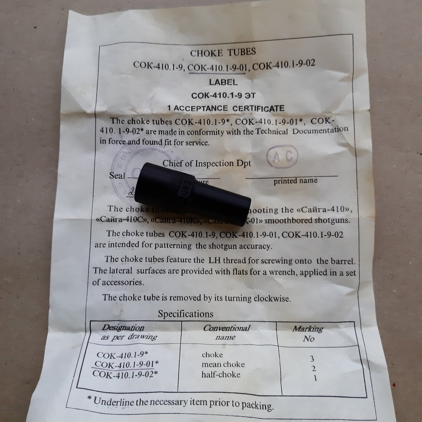 izhmash Saiga .410 SLF Choke Nr. 2 - Izhmash