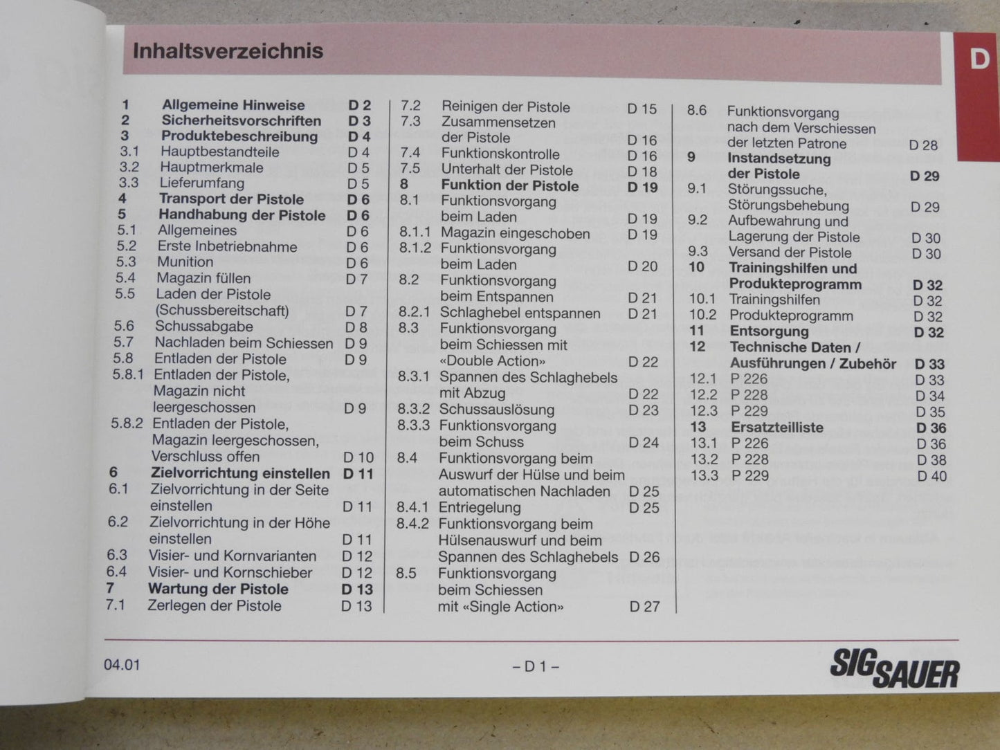 Sig Sauer Anleitung Sig Sauer P226 P228 P229