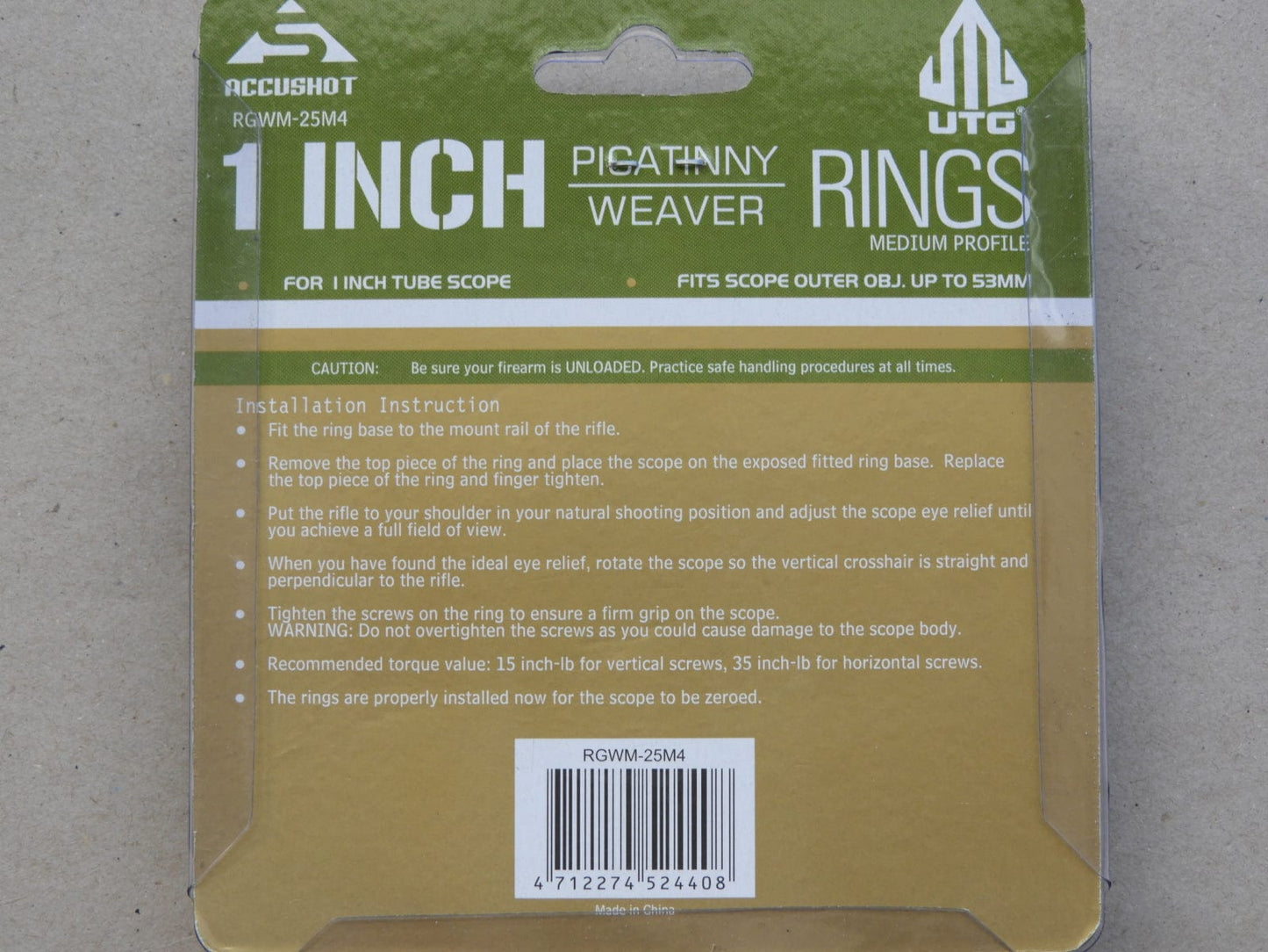 UTG Montagering Set Weaverschiene 1" 14mm Bauhöhe UTG