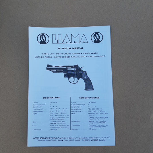 Waffenteile Anleitung Llama Revolver .38 Martial