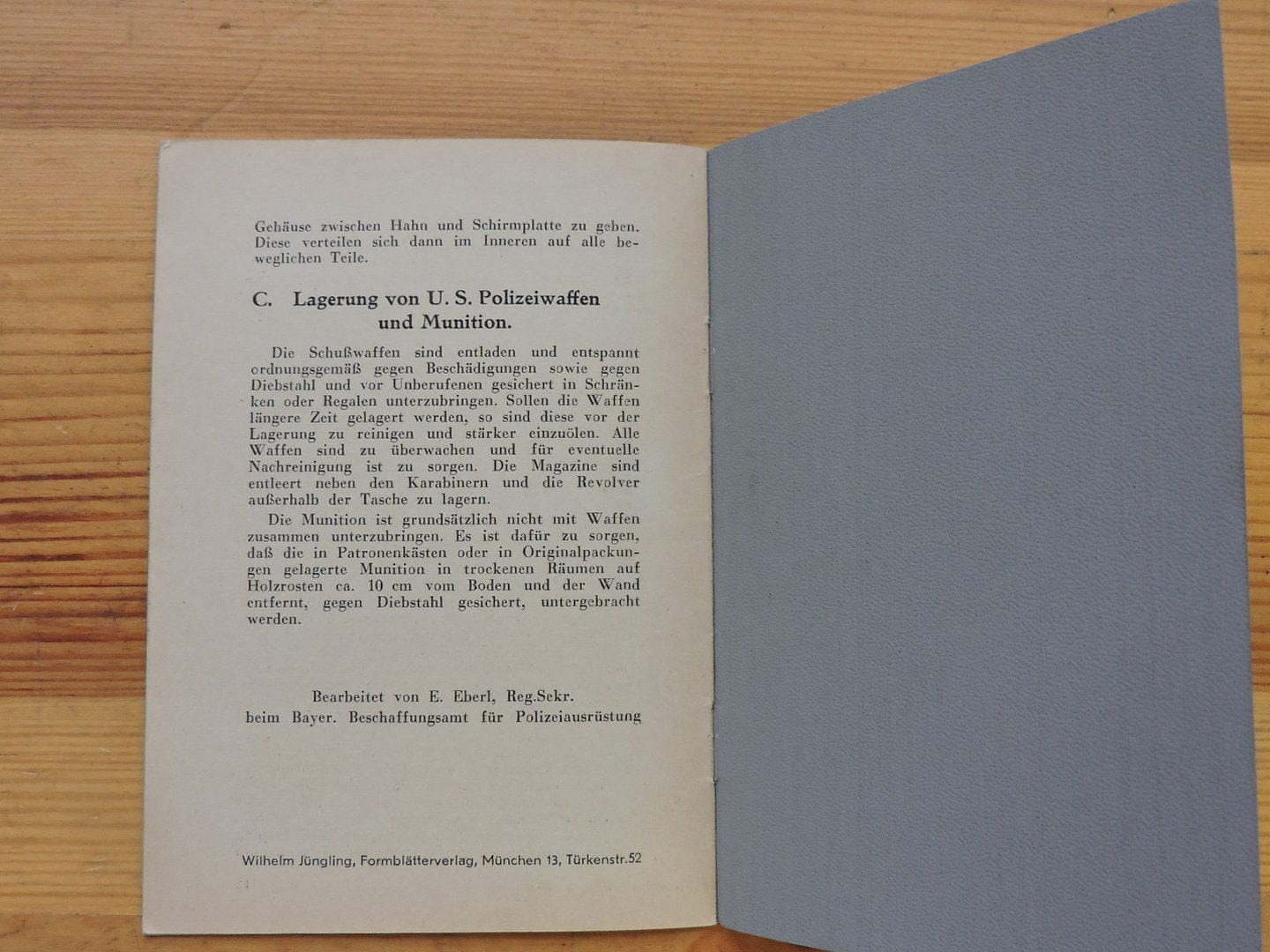 Waffenteile Anleitung über Handhabung & Lagerung von US Polizeiwaffen
