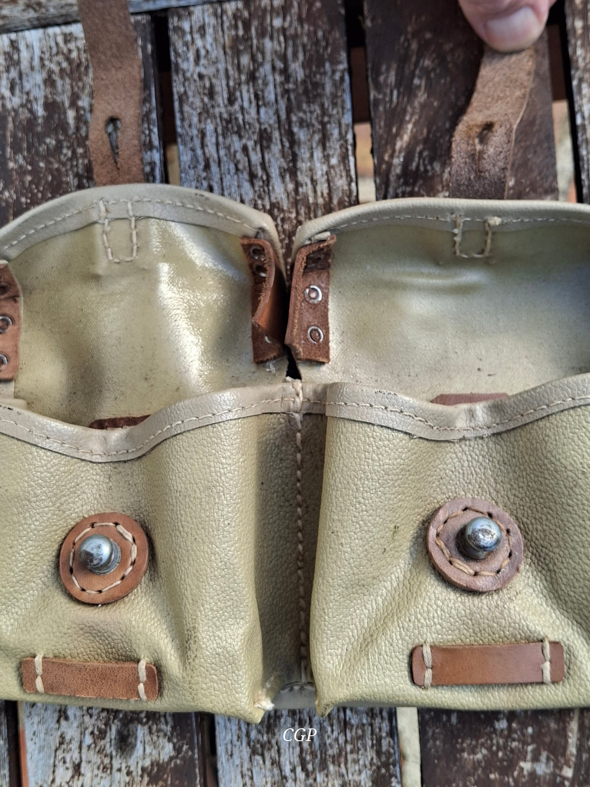 CGP K43 / G43 Magazintasche Ersatzstoff - ros 1944  - grüne Webbing Schlaufen - original WK2