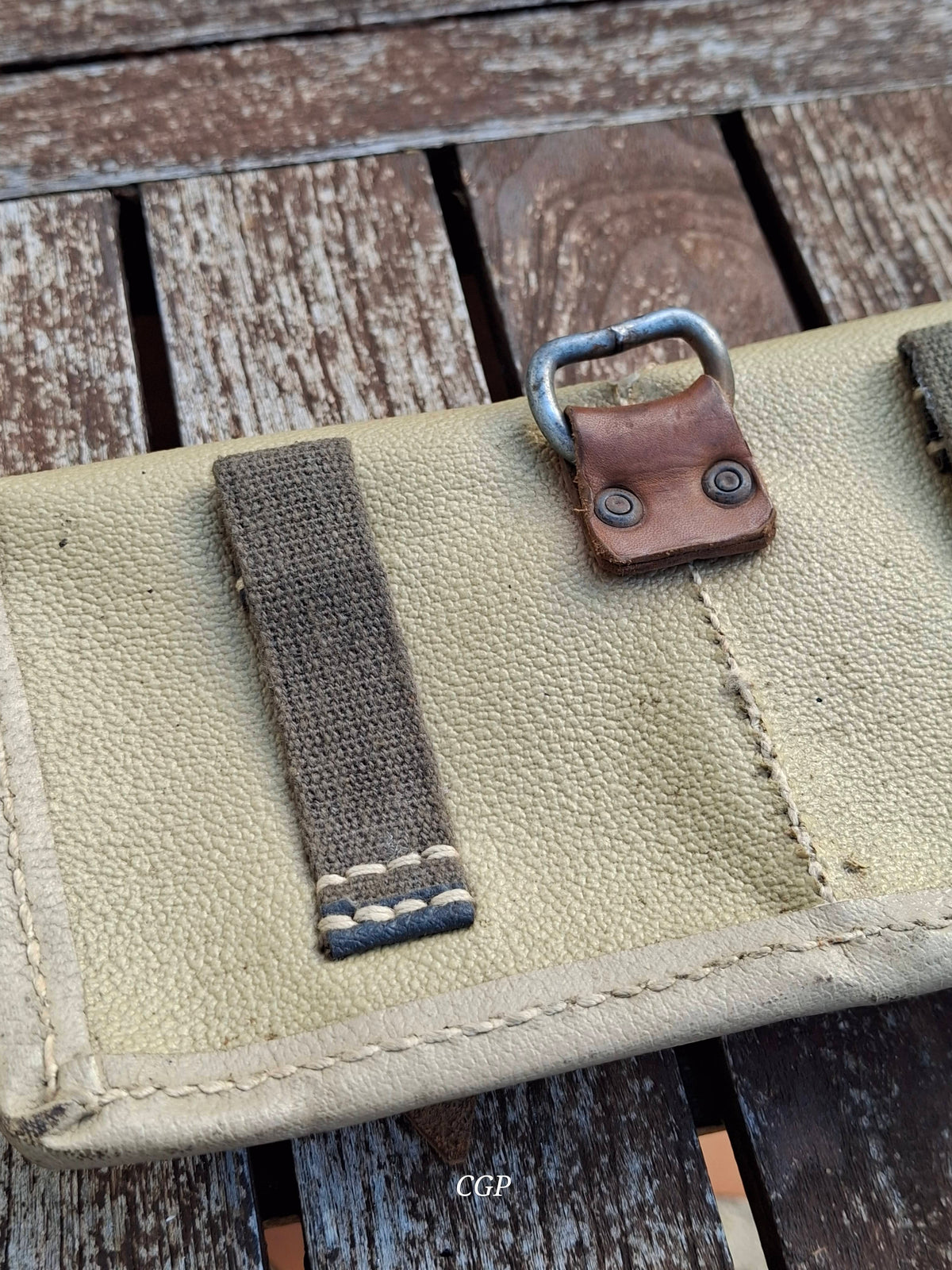 CGP K43 / G43 Magazintasche Ersatzstoff - ros 1944  - grüne Webbing Schlaufen - original WK2