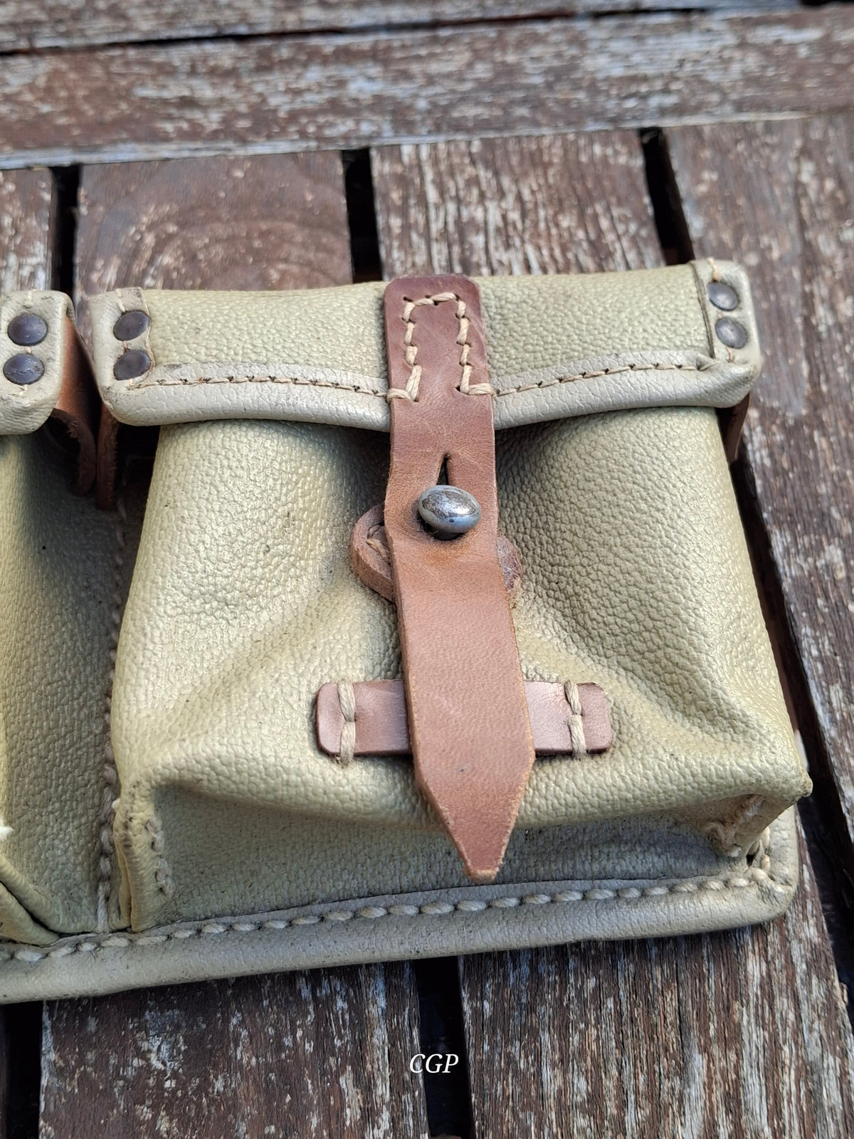 CGP K43 / G43 Magazintasche Ersatzstoff - ros 1944  - grüne Webbing Schlaufen - original WK2