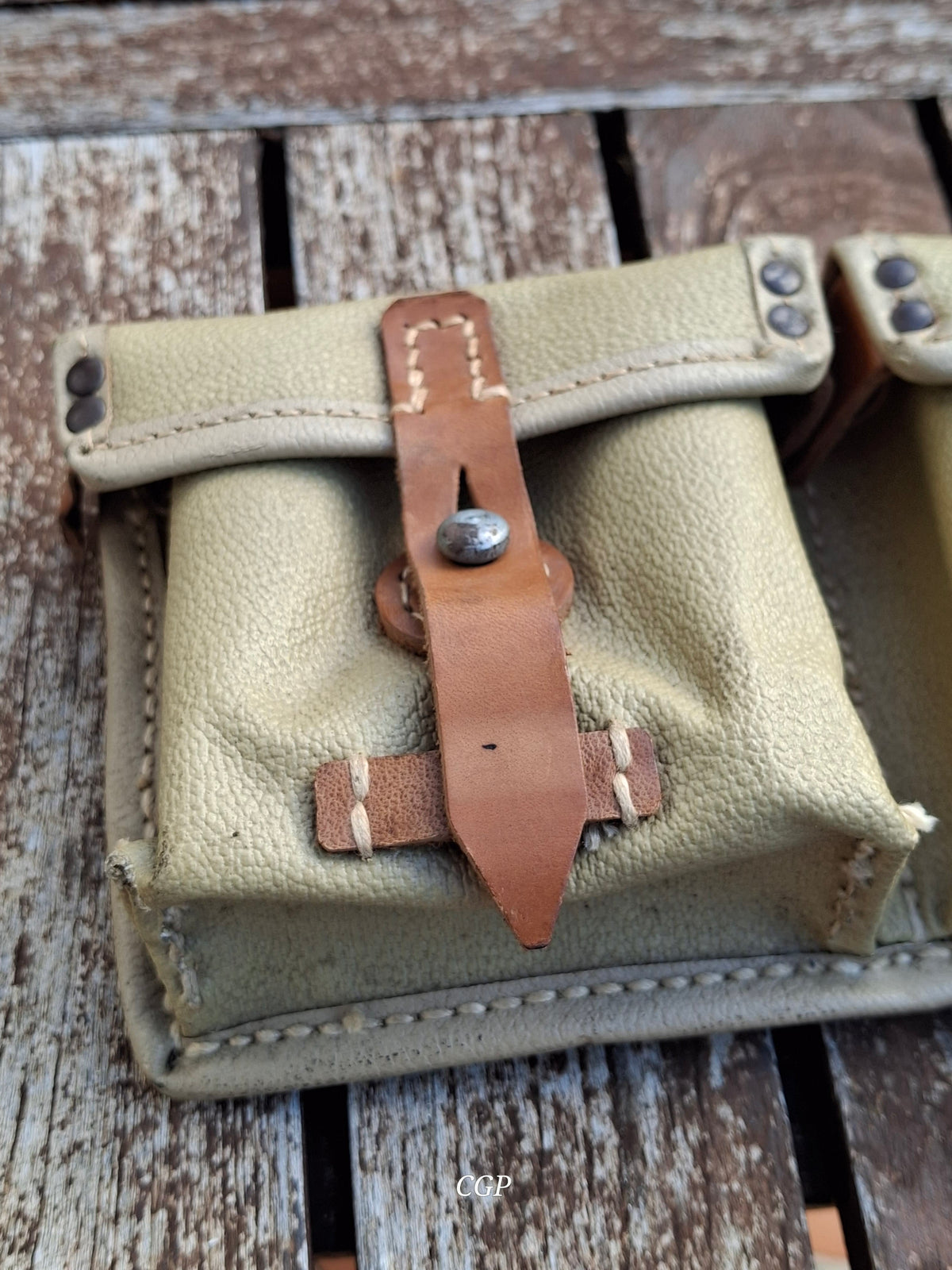 CGP K43 / G43 Magazintasche Ersatzstoff - ros 1944  - grüne Webbing Schlaufen - original WK2