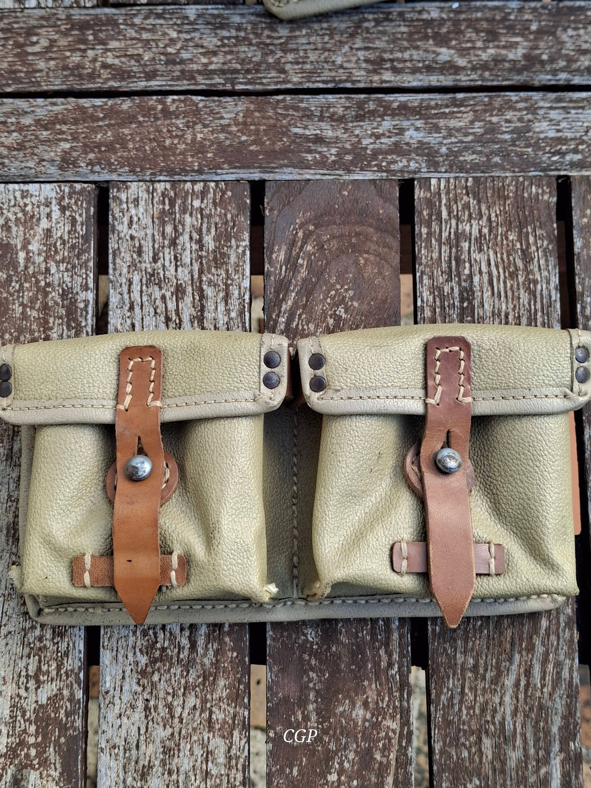 CGP K43 / G43 Magazintasche Ersatzstoff - ros 1944  - grüne Webbing Schlaufen - original WK2