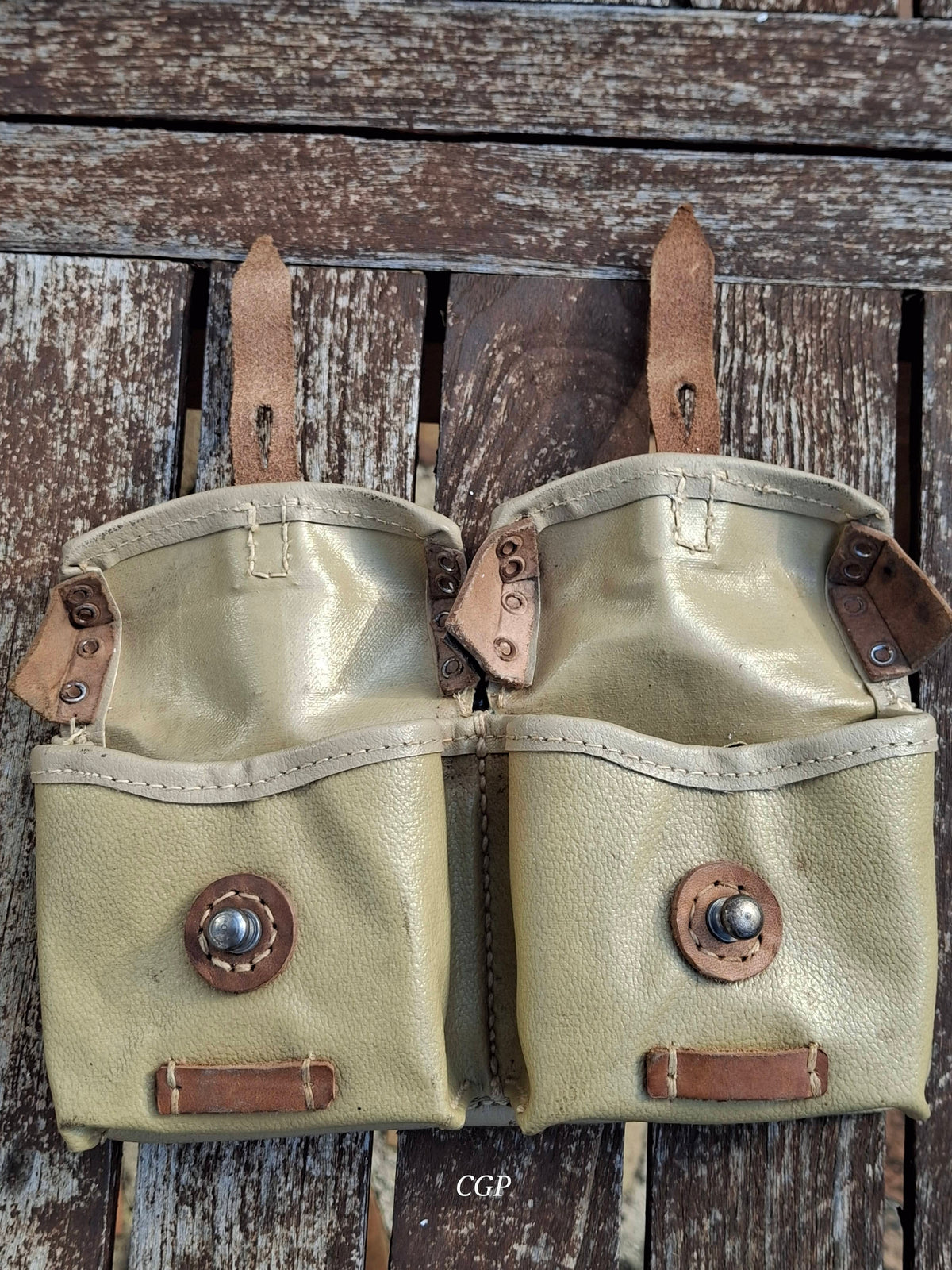 CGP K43 / G43 Magazintasche Ersatzstoff - ros 1944  - schwarze Webbing Schlaufen - original WK2