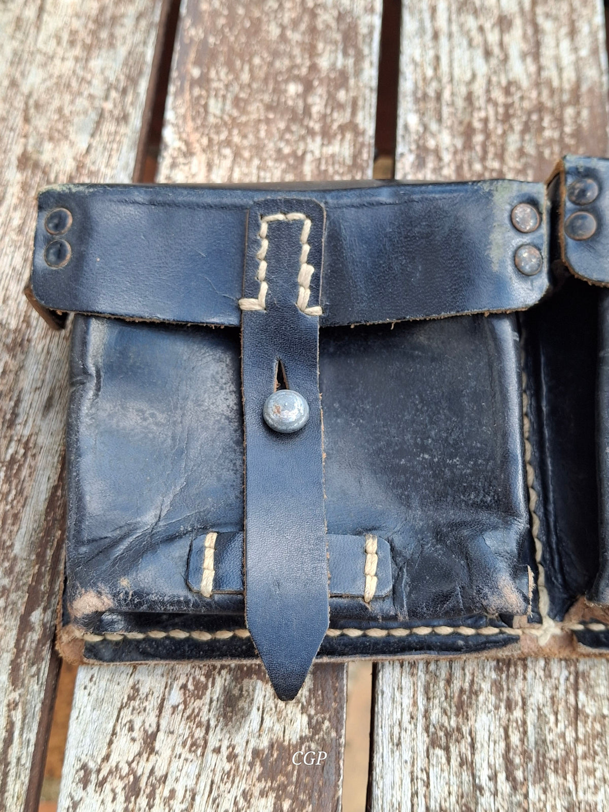 CGP K43 / G43 Magazintasche schwarzes Leder "bla 1944" - original WK2