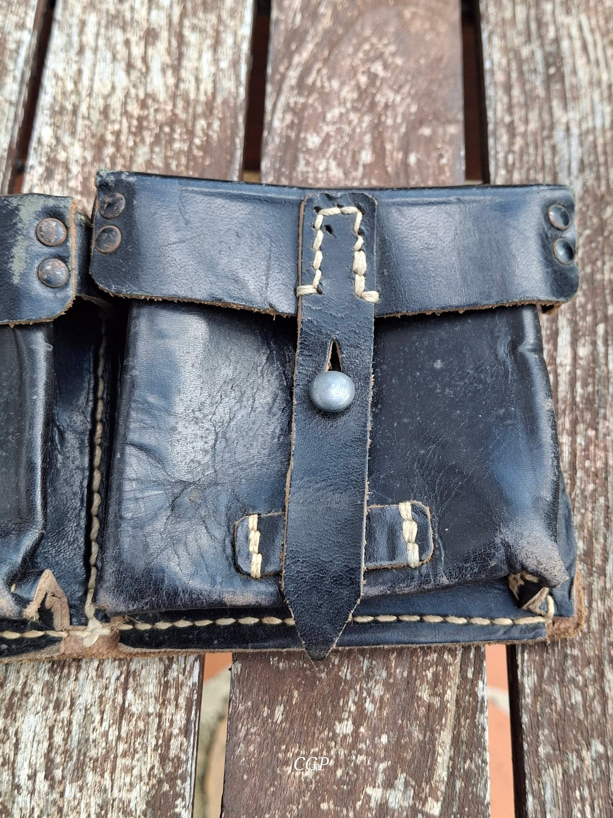 CGP K43 / G43 Magazintasche schwarzes Leder "bla 1944" - original WK2