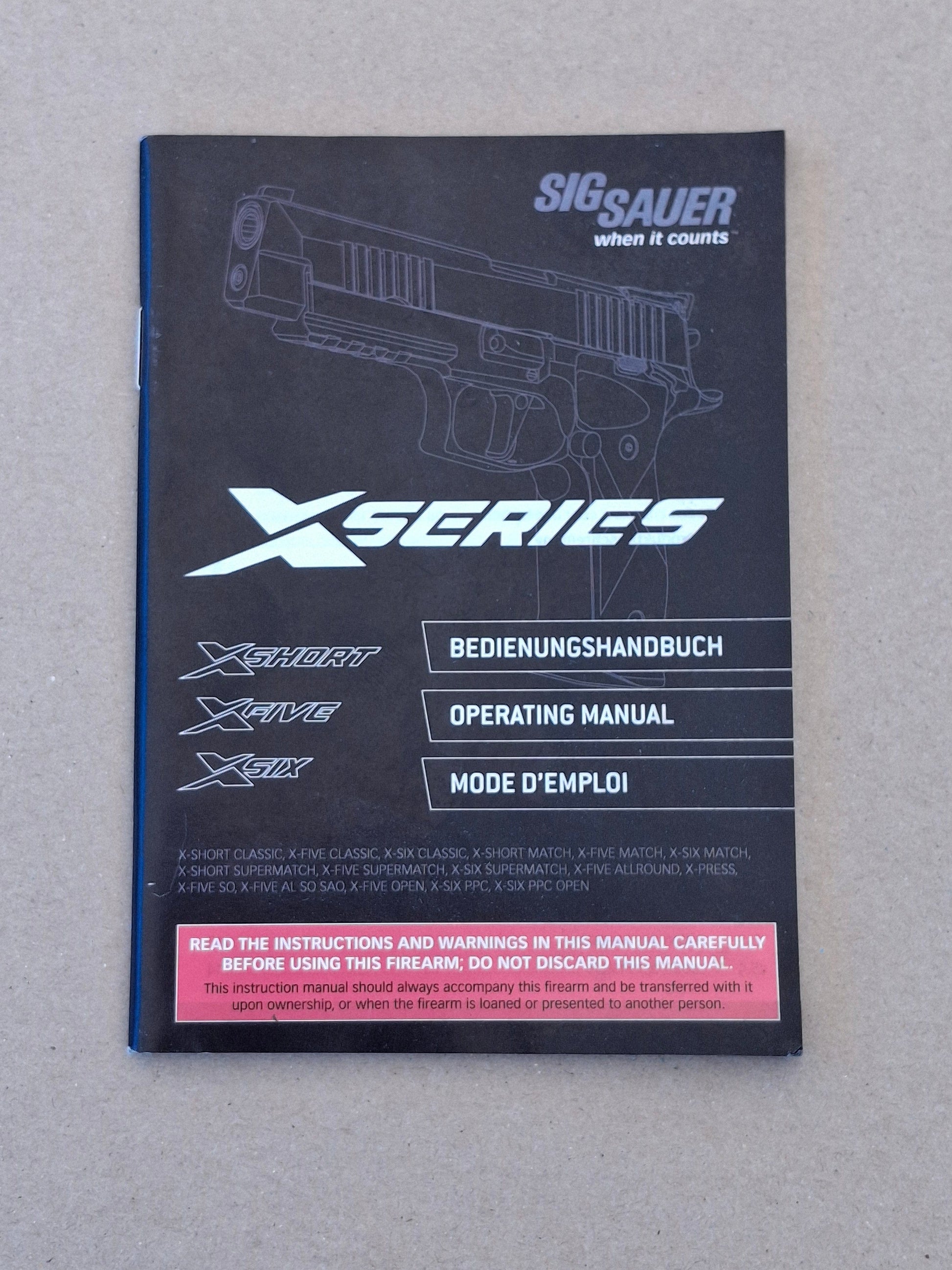 Sig Sauer Anleitung Sig Sauer X-Serie , deutsch , englisch , französisch