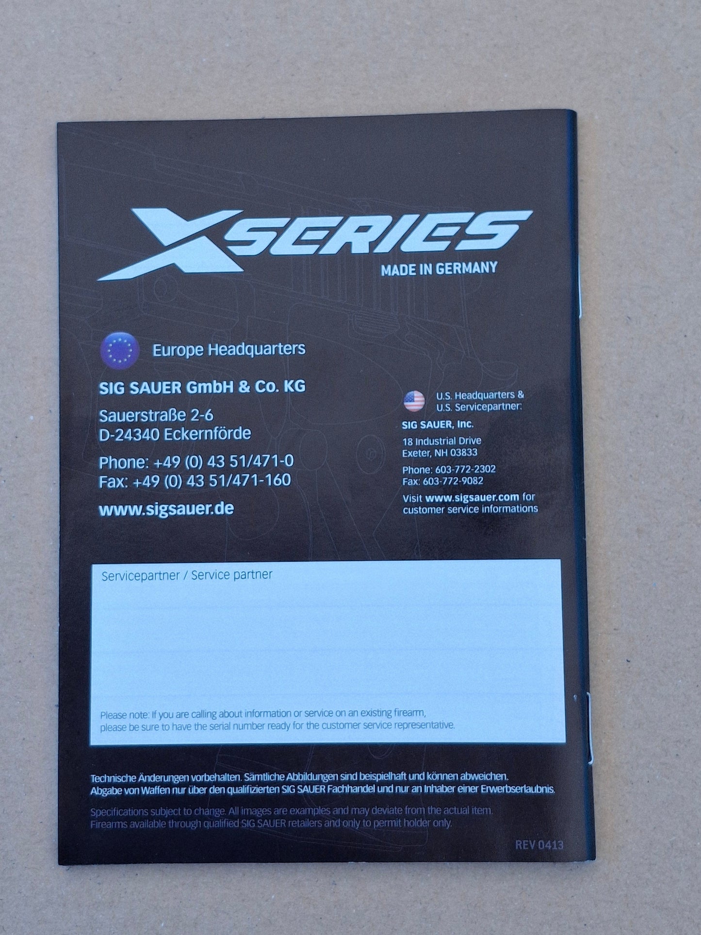 Sig Sauer Anleitung Sig Sauer X-Serie , deutsch , englisch , französisch