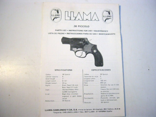 Anleitung Llama Revolver .38 Piccolo