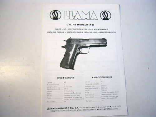 Anleitung Llama Pistole .45 IX-B
